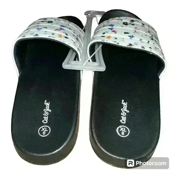 Cat & Jack White/Multicolor Nikko Slide Sandals, Size 6 - Picture 3 of 4